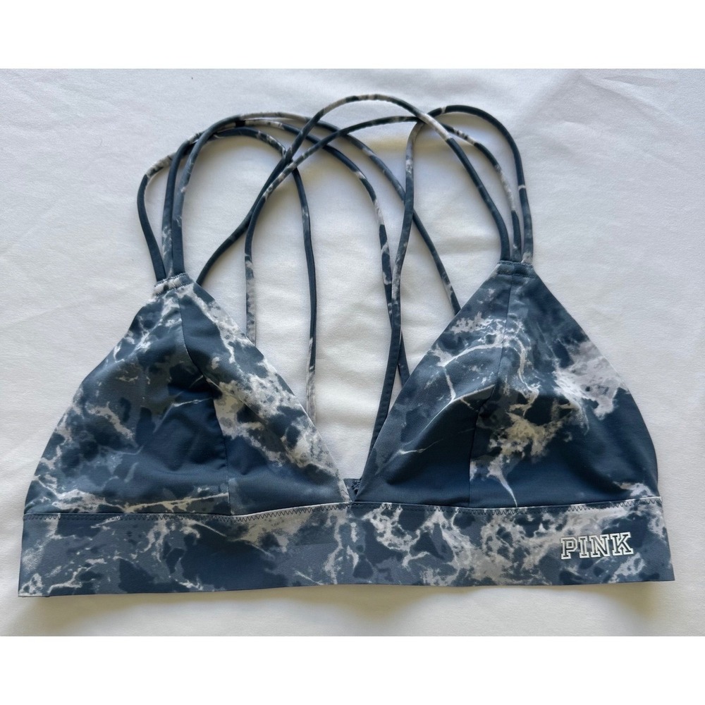 Victoria's Secret PINK Bralette Blue Tie Dye Strappy Cage Back Triangle Small